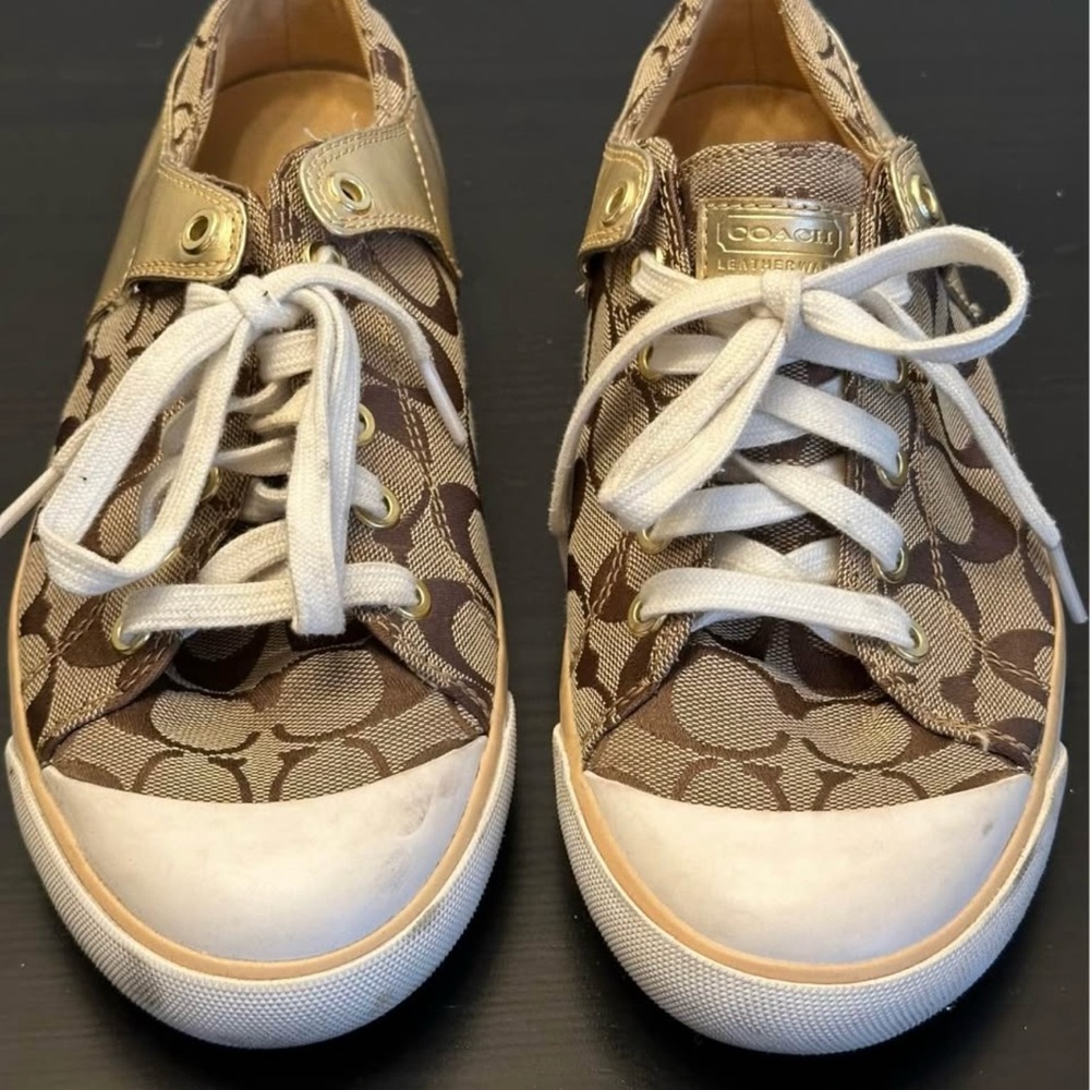 Coach Women's Brown and Gold Sneakers Sz9.5